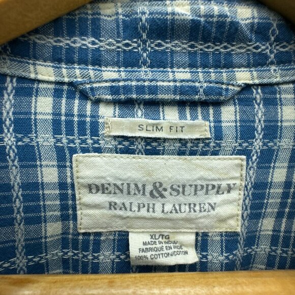 Ralph Lauren Denim & Supply Shirt Mens Extra Large Blue Pearl Snap Western Plaid - Picture 14 of 14